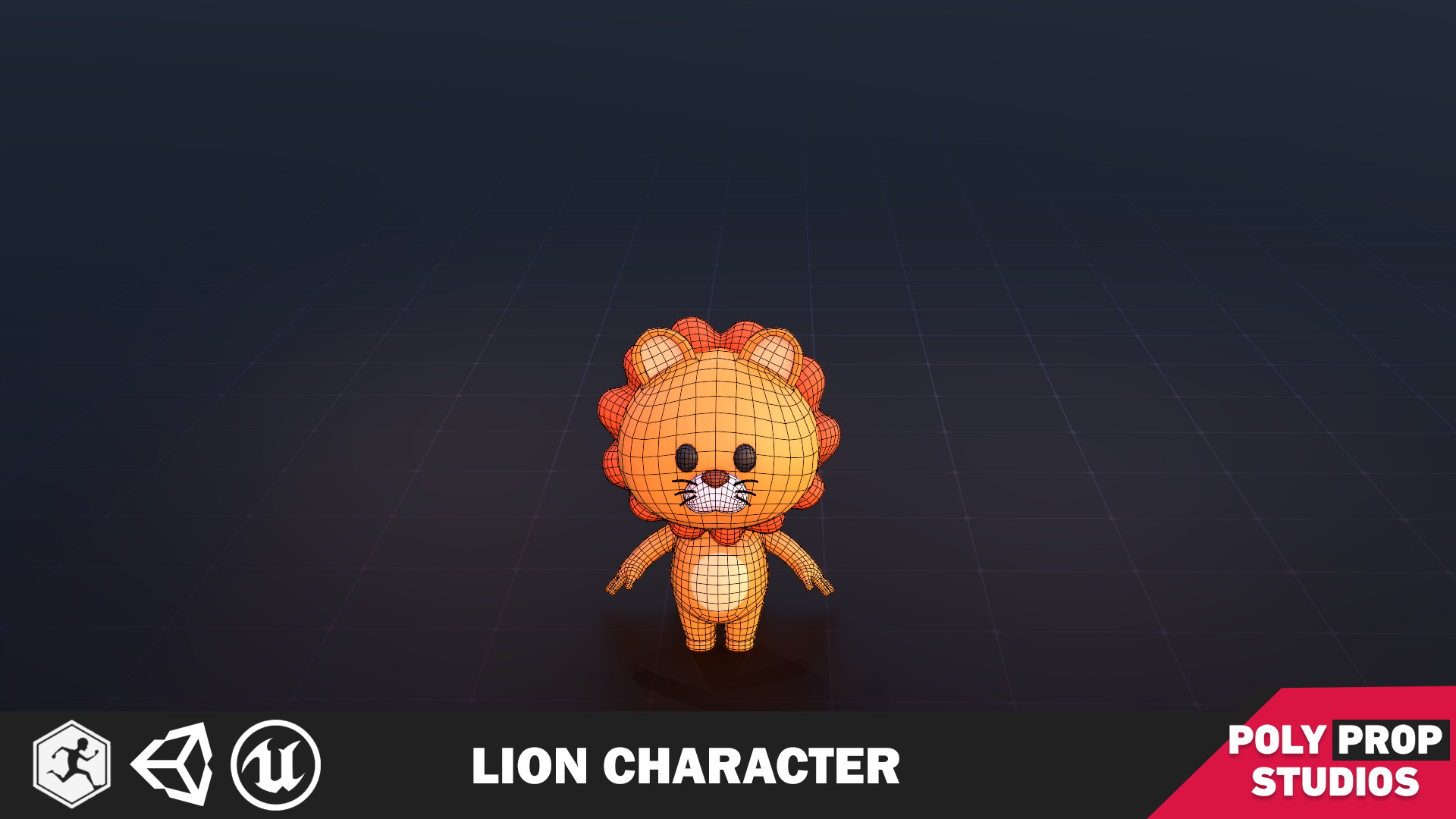 Funny Lion Character Lowpoly Low-poly 3D model_5