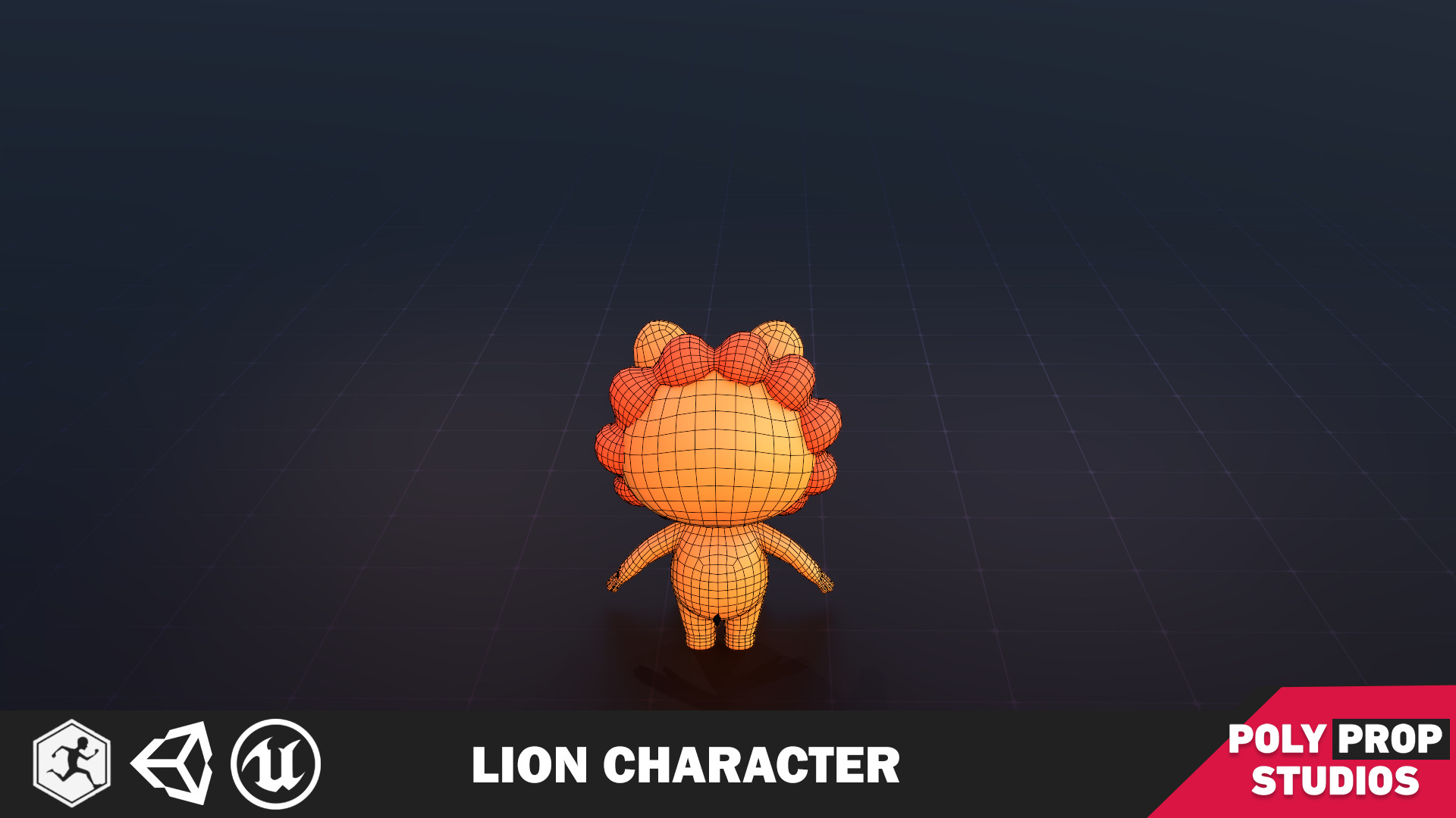 Funny Lion Character Lowpoly Low-poly 3D model_7