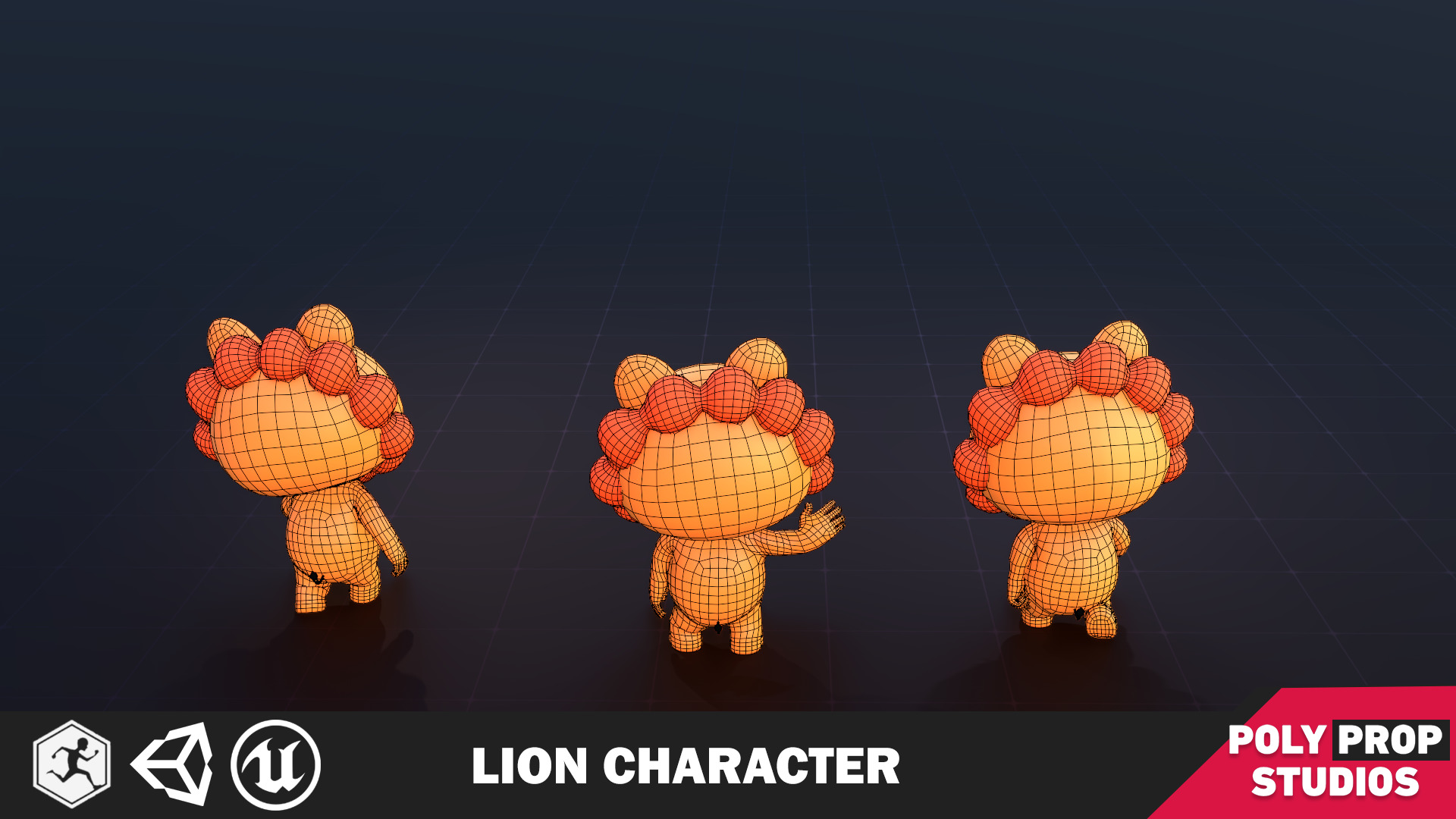 Funny Lion Character Lowpoly Low-poly 3D model_3