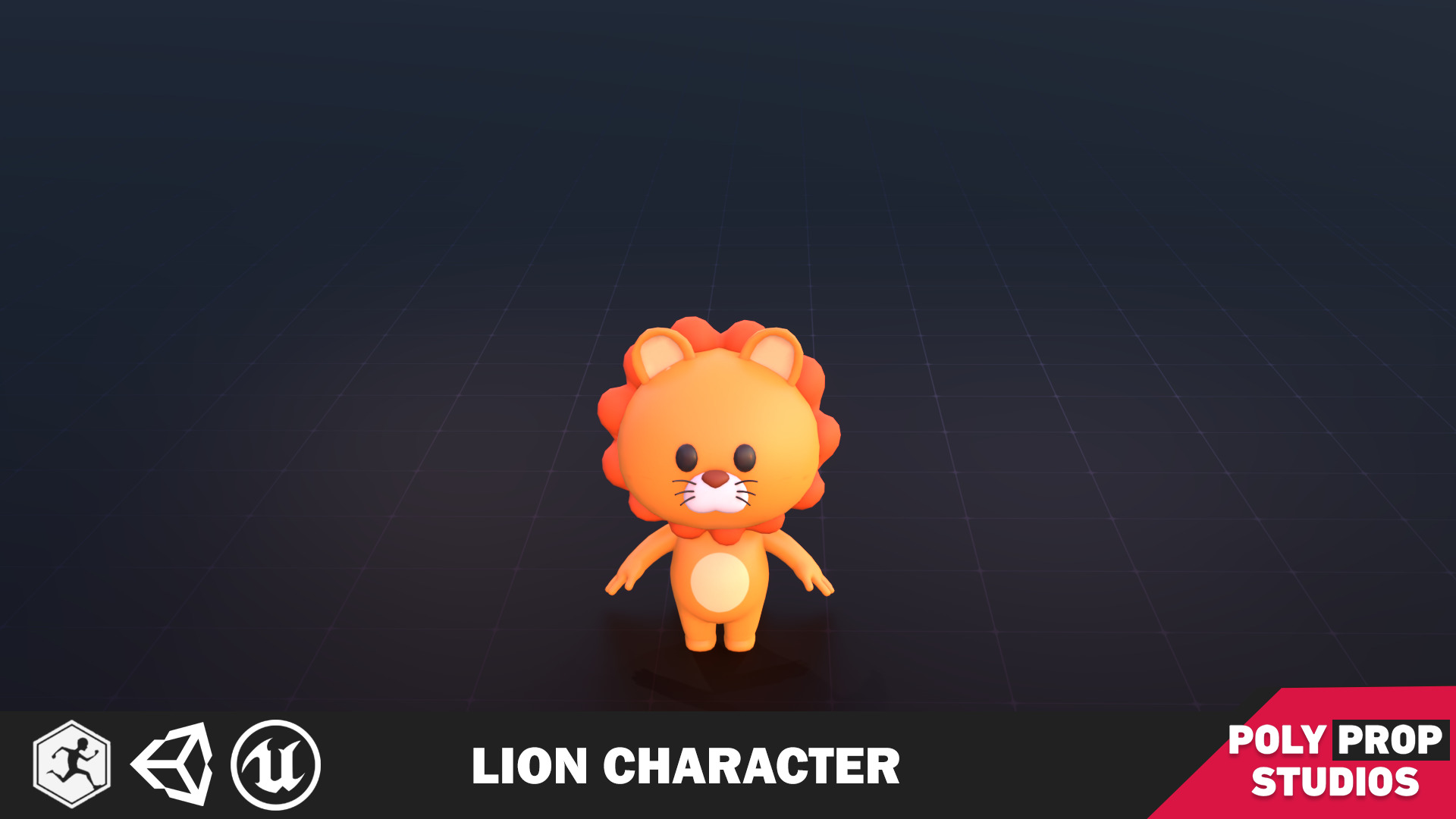 Funny Lion Character Lowpoly Low-poly 3D model_4