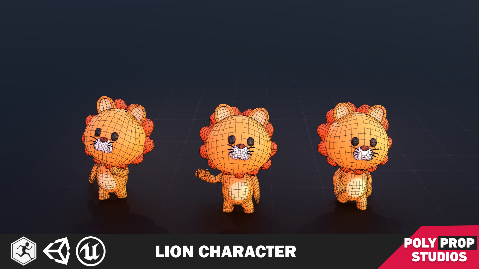 Funny Lion Character Lowpoly Low-poly 3D model_1