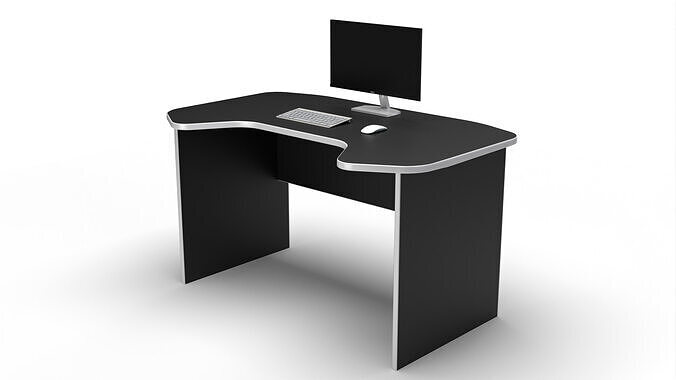 Ergonomic Computer Desk  1350x825x760 mm  Modern 3D Furniture Free low-poly 3D model
