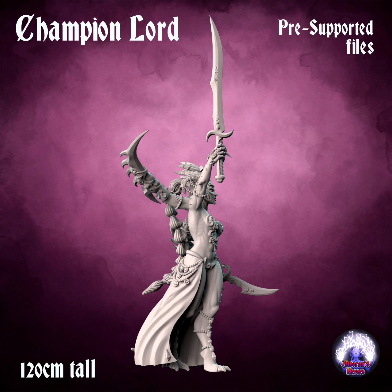 Champion Lord- Scourge Daemon - Multiple weapon options 3D print model_6