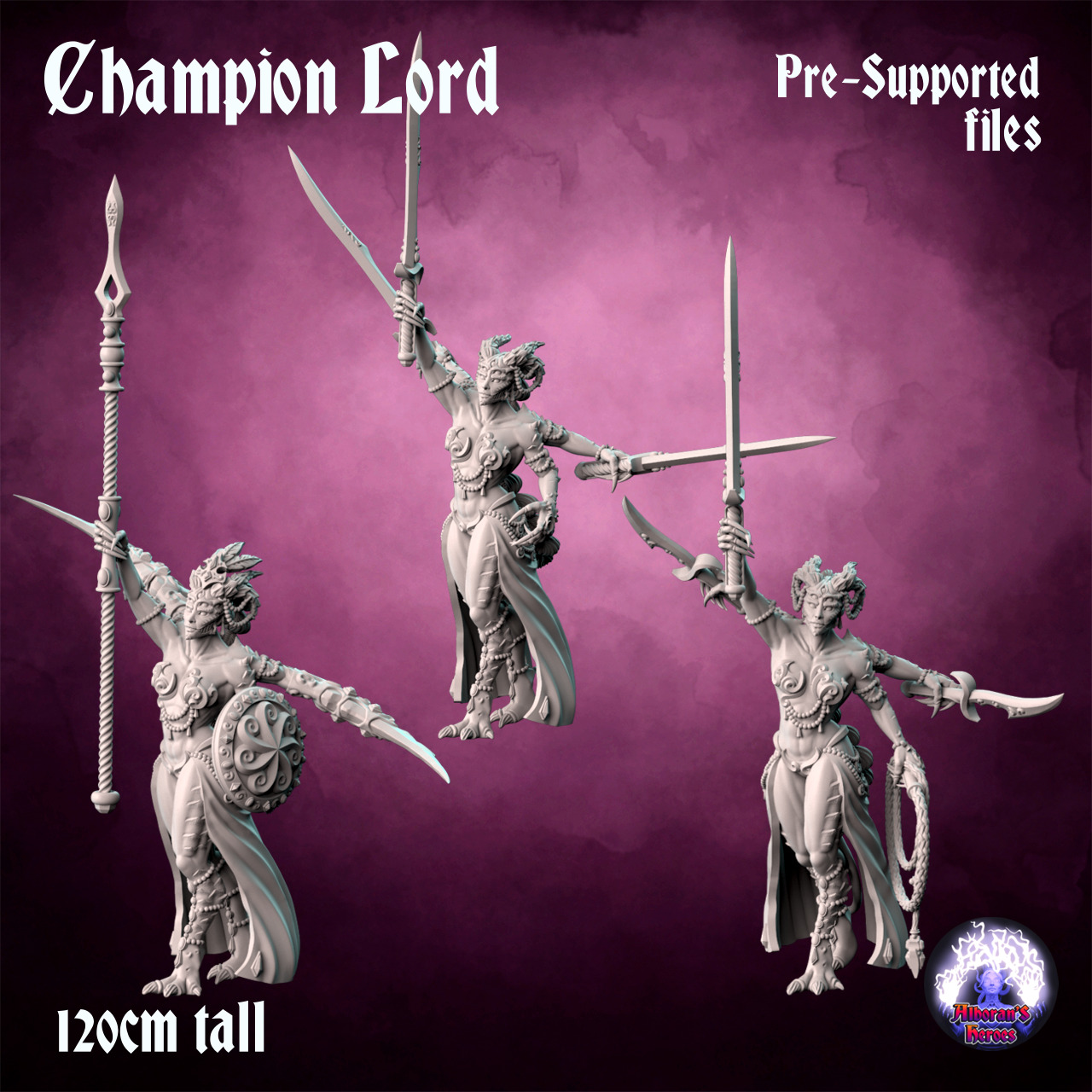 Champion Lord- Scourge Daemon - Multiple weapon options 3D print model_7