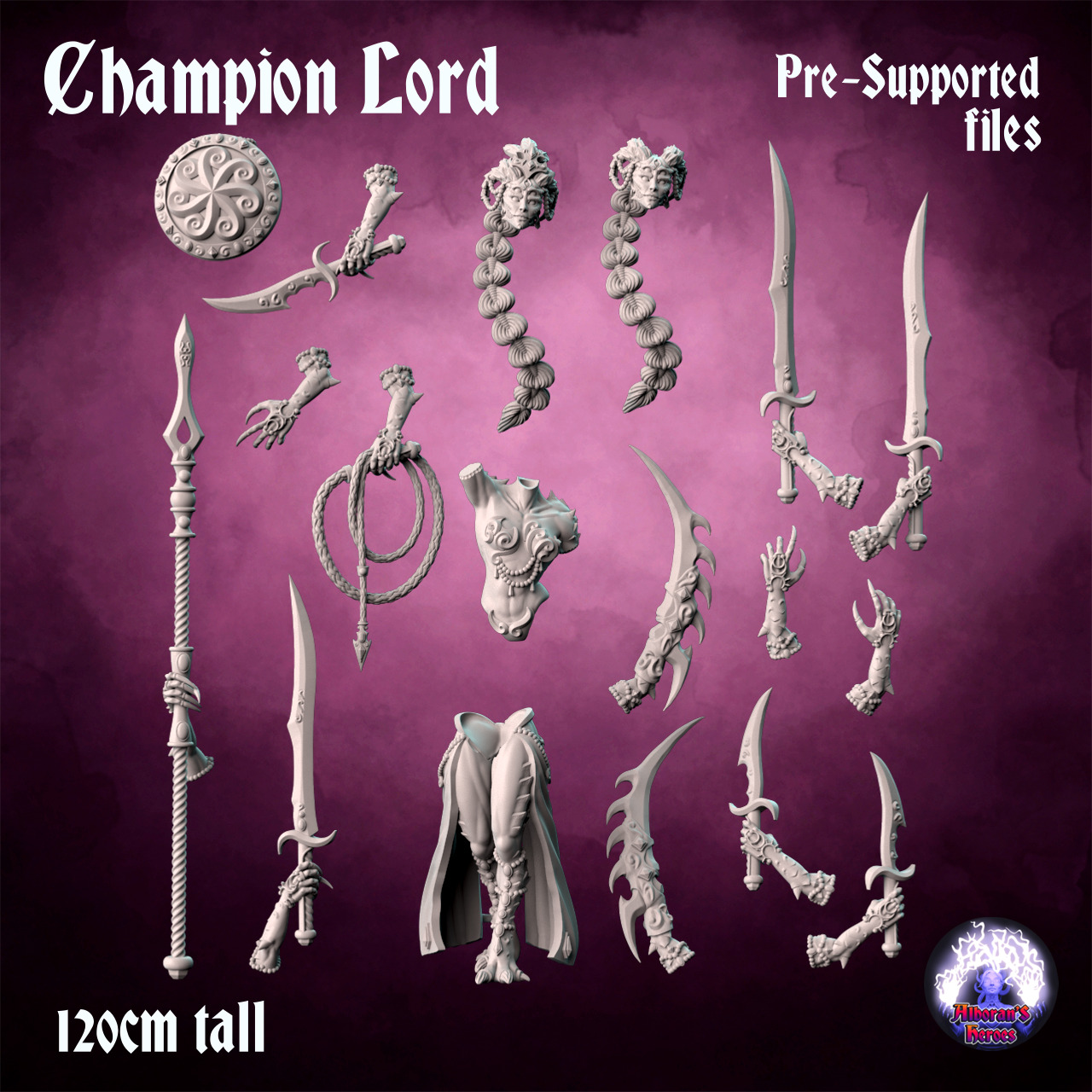 Champion Lord- Scourge Daemon - Multiple weapon options 3D print model_1