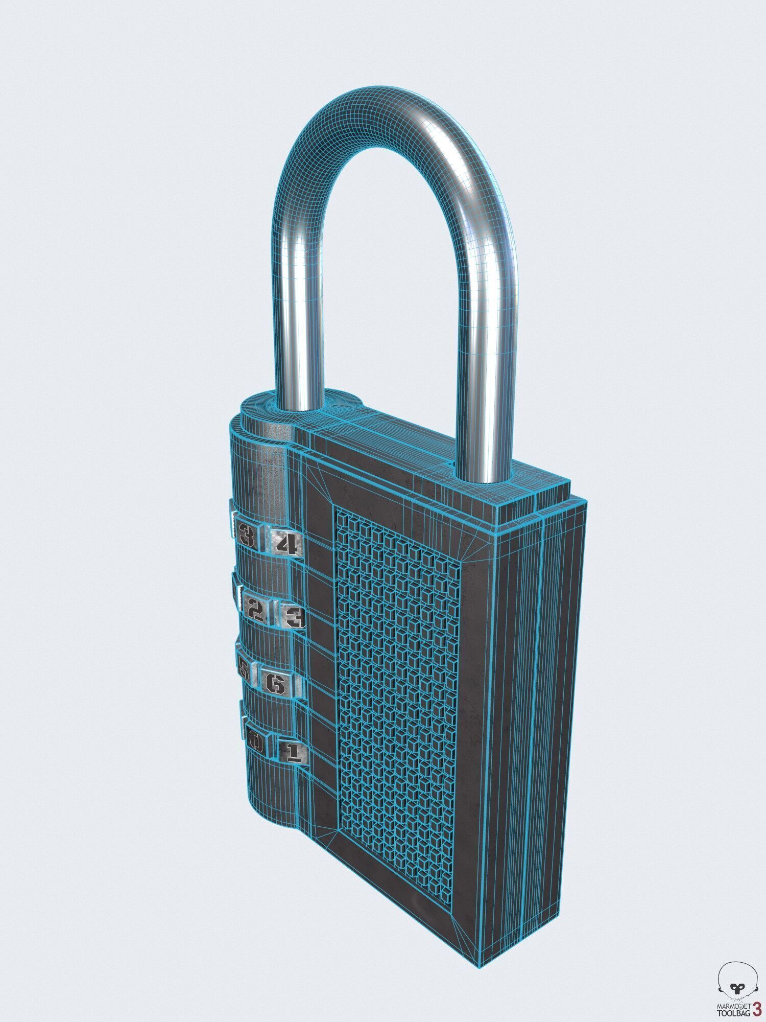 Padlock with code password Low-poly 3D model_4