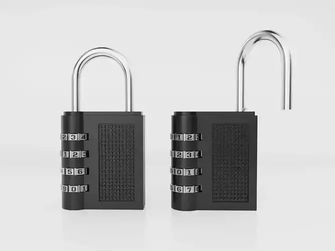 Padlock with code password Low-poly 3D model