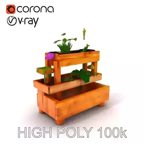 Vertical Wooden Planter Stand Model Pack