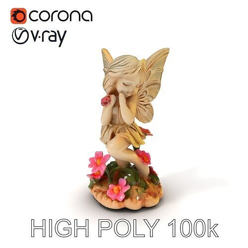 Fairy Statue Model Pack  Detailed Charm with Floral Base Low-poly 3D model