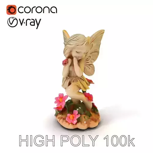 Fairy Statue Model Pack  Detailed Charm with Floral Base Low-poly 3D model
