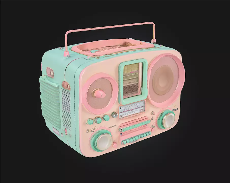 Retro Pastel Radio Whimsical Charm with a Vintage Vibe 3D model