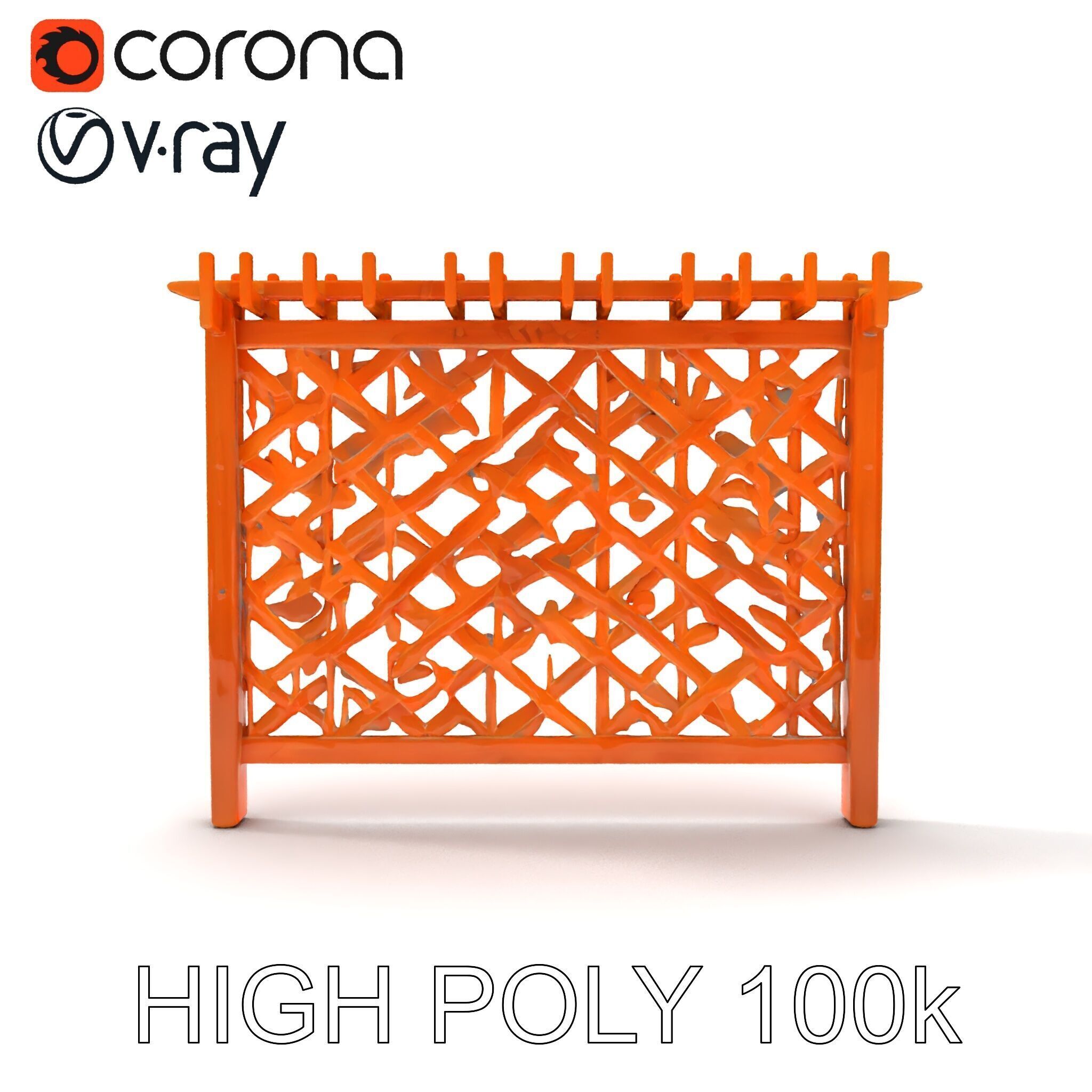 Wooden Lattice Fence Model Pack for Gardens and Exterior Design Low-poly 3D model_31