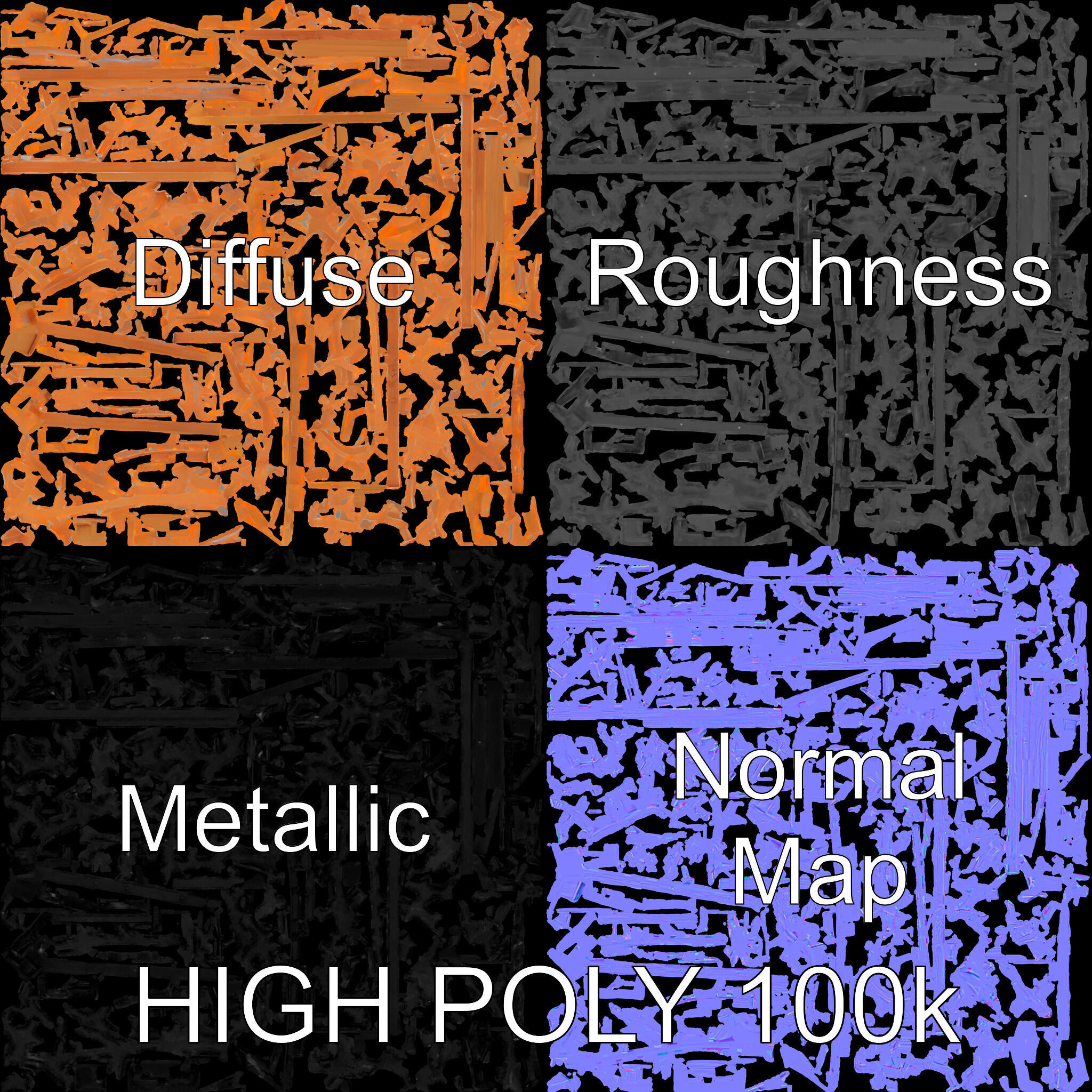 Wooden Lattice Fence Model Pack for Gardens and Exterior Design Low-poly 3D model_2