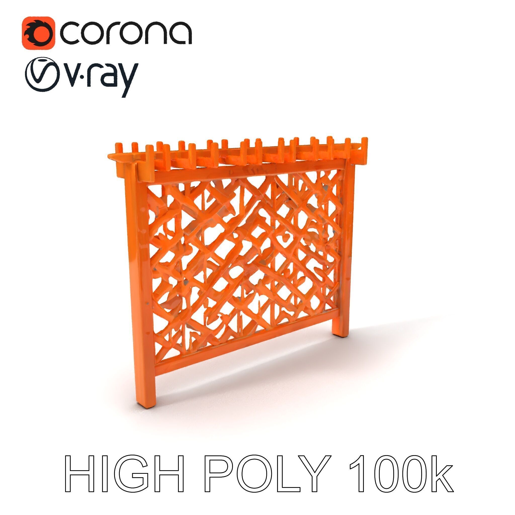 Wooden Lattice Fence Model Pack for Gardens and Exterior Design Low-poly 3D model_10