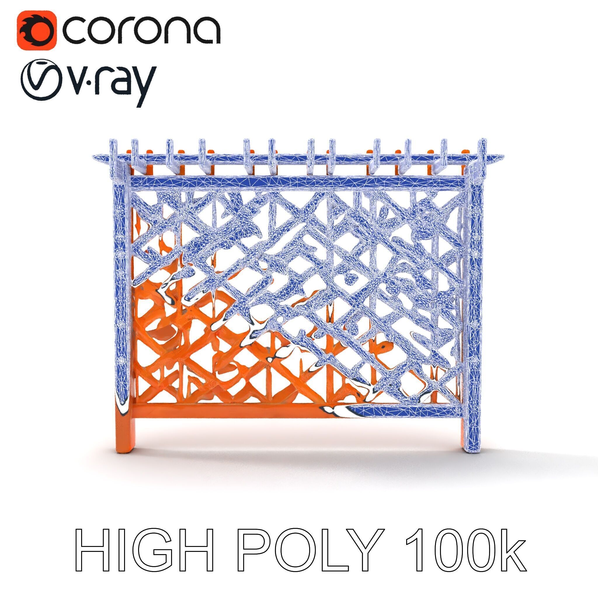 Wooden Lattice Fence Model Pack for Gardens and Exterior Design Low-poly 3D model_19