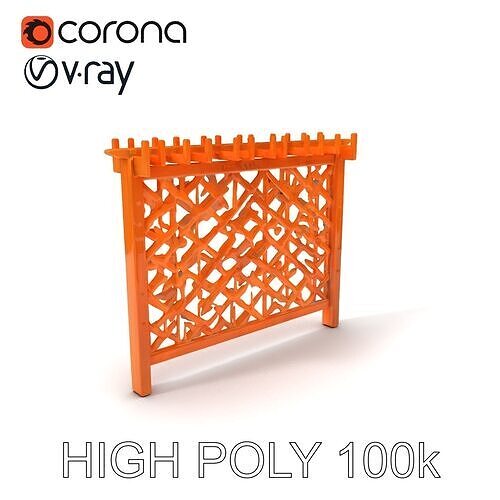 Wooden Lattice Fence Model Pack for Gardens and Exterior Design Low-poly 3D model