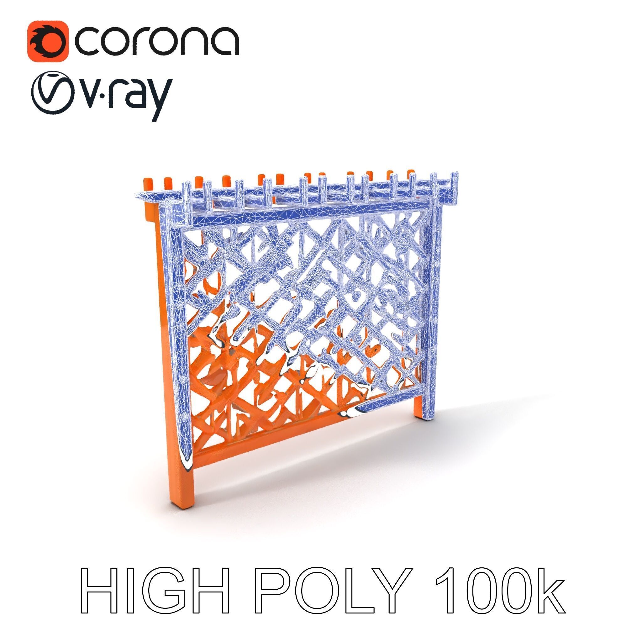 Wooden Lattice Fence Model Pack for Gardens and Exterior Design Low-poly 3D model_3