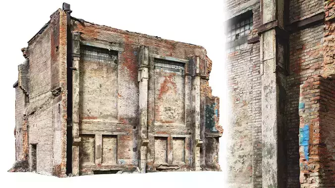 Destroyed industrial building 01 3D model