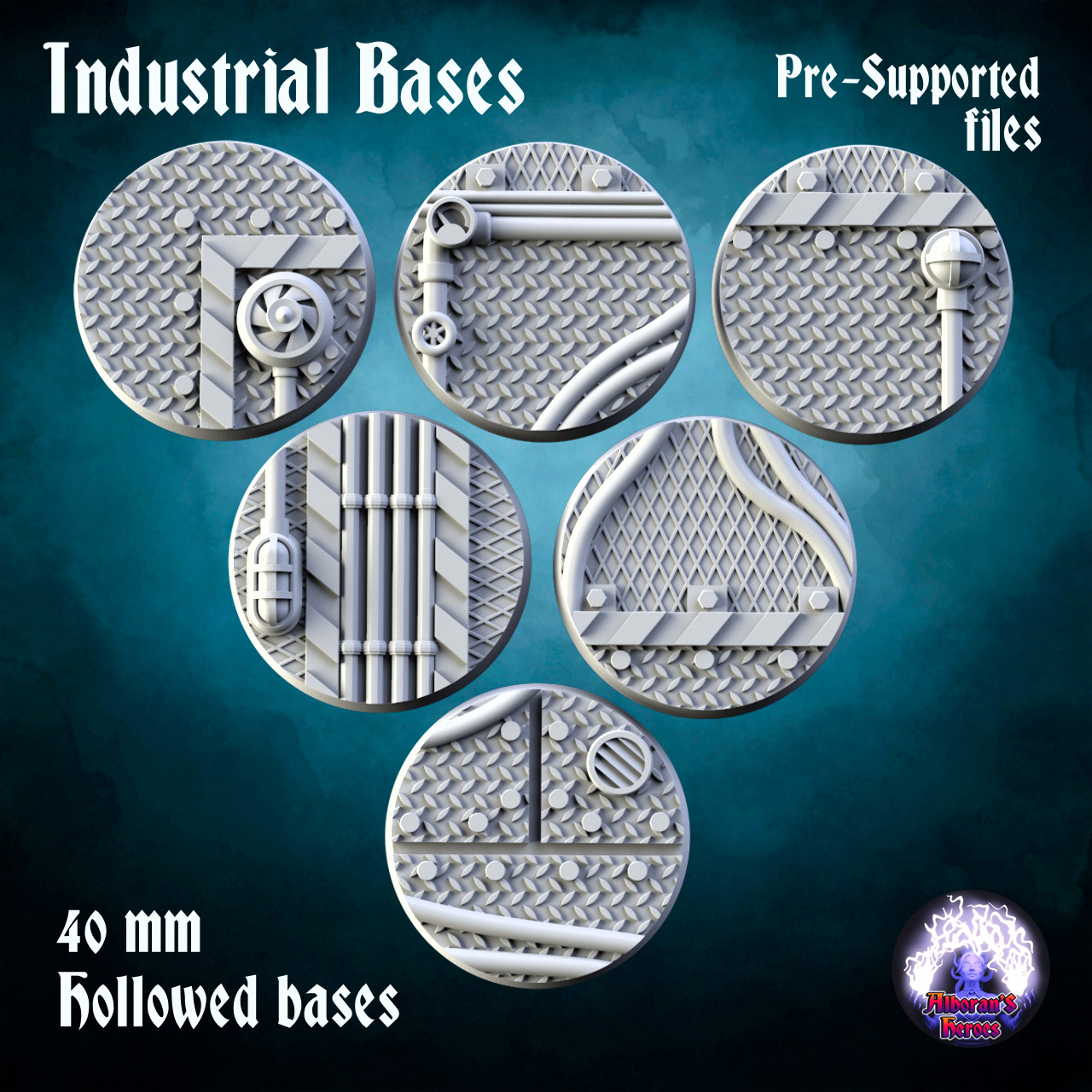 Industrial bases - Pack 3D print model_3