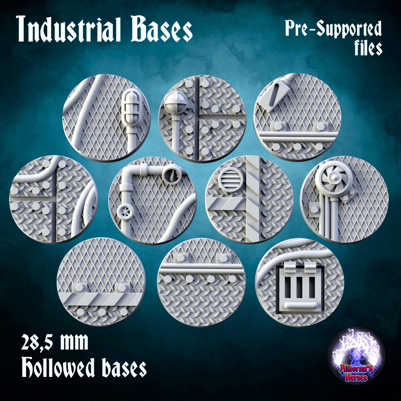 Industrial bases - Pack 3D print model_1