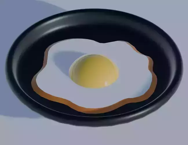 Fried Egg Low-poly 3D model