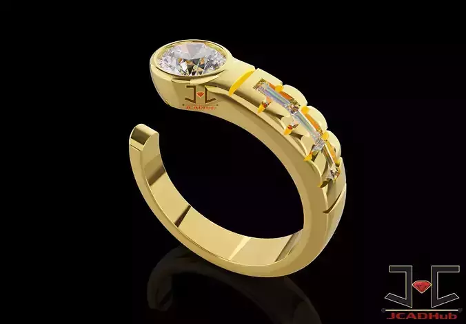 0224 - Diamond Unisex Ring with Baguettes - JCADHub