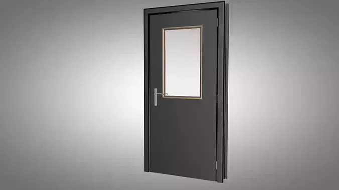 Wooden Door Window Low-poly 3D model