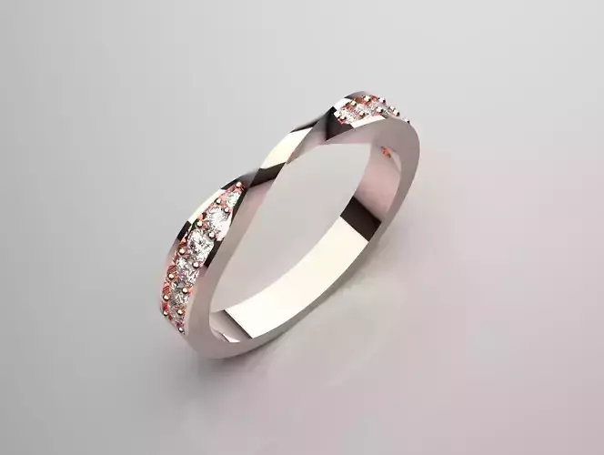 Rose gold ring with diamond model jr00129 3D print model