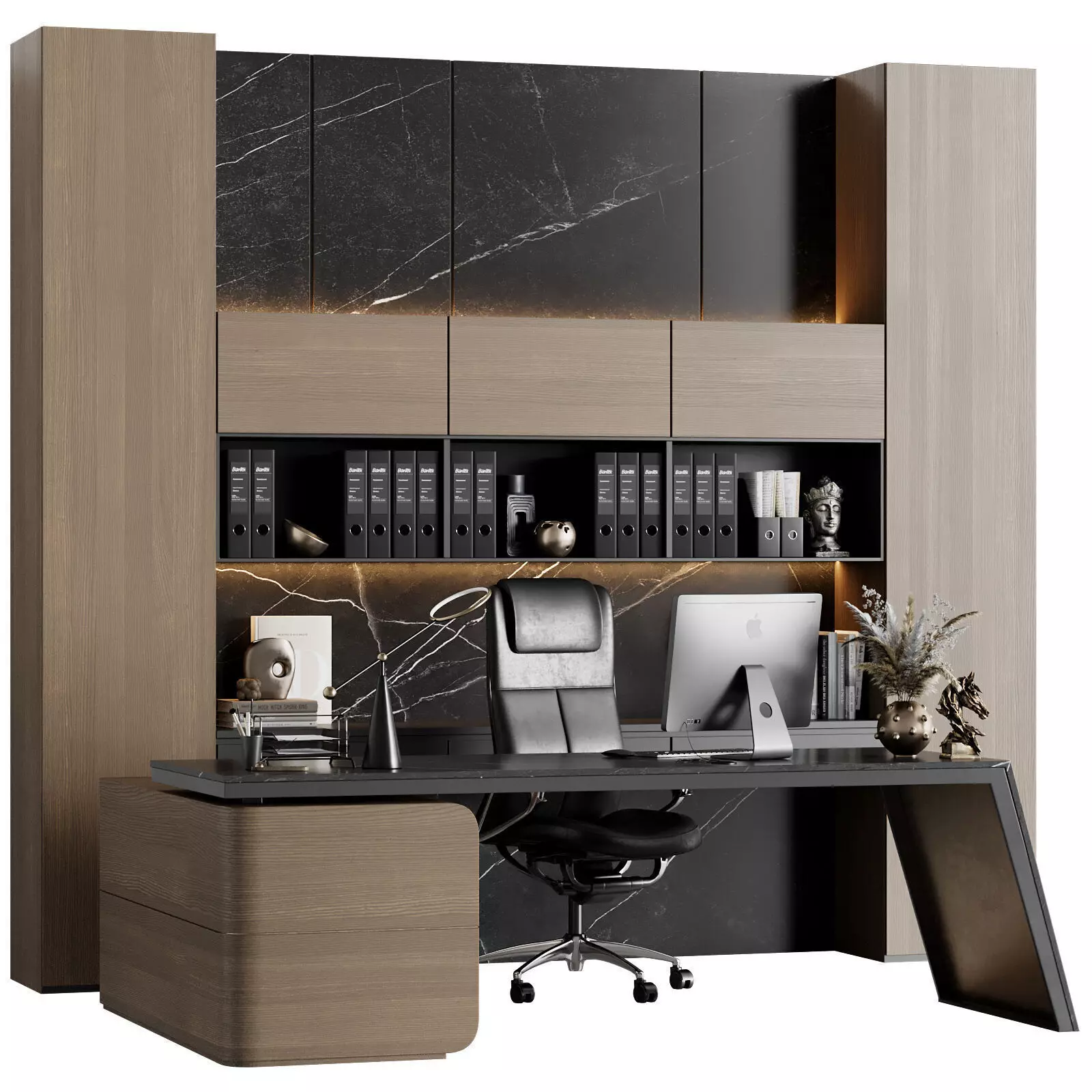 Modern Executive Boss Desk Office Furniture Set 30 3D model