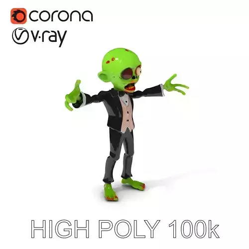 Dapper Undead Zombie Character in Tuxedo D Model Low-poly 3D model