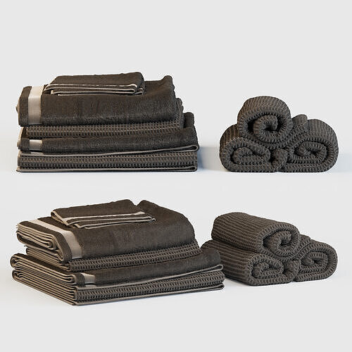 Terry and waffle towels 3D model