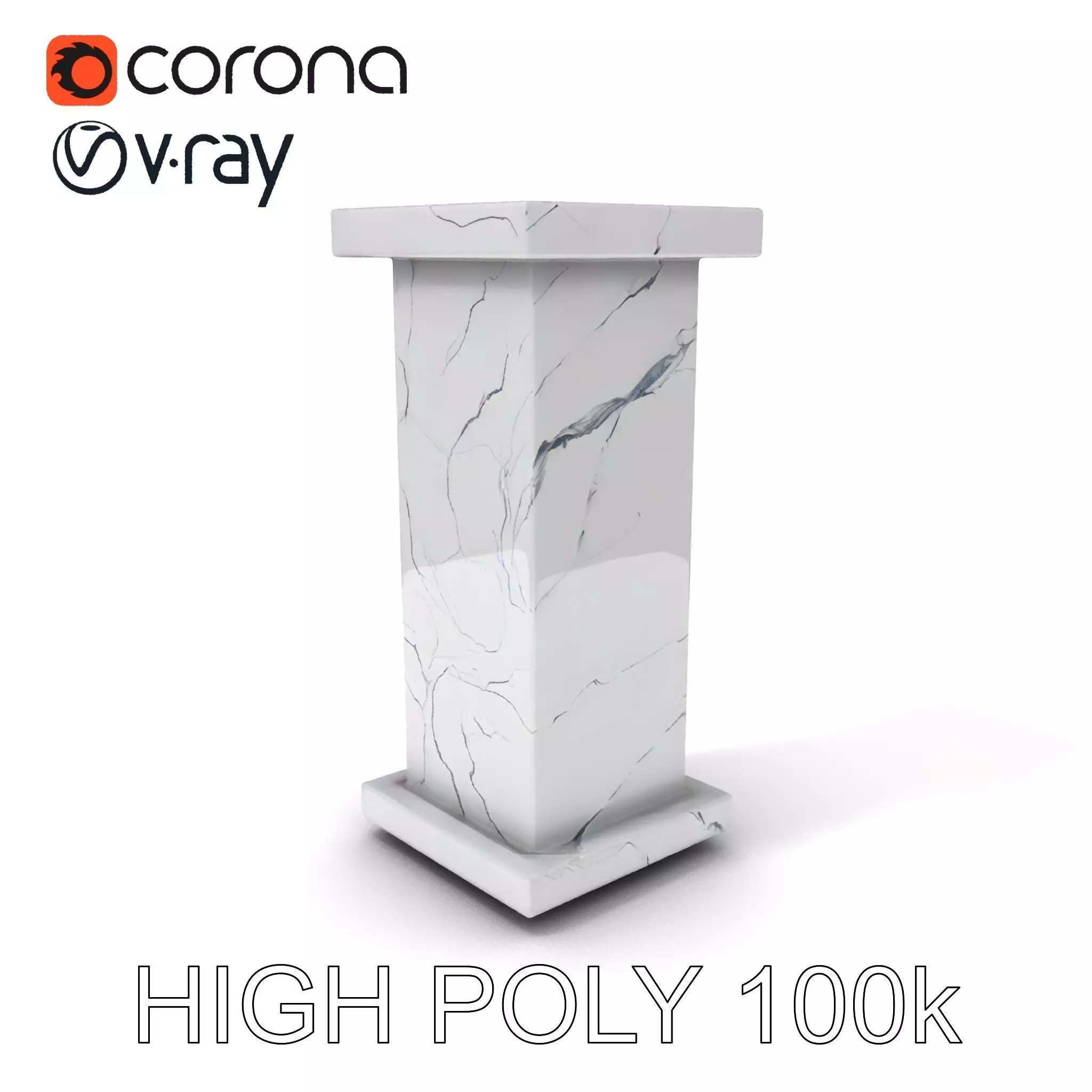 Marble Pedestal Model Pack Low-poly 3D model_0