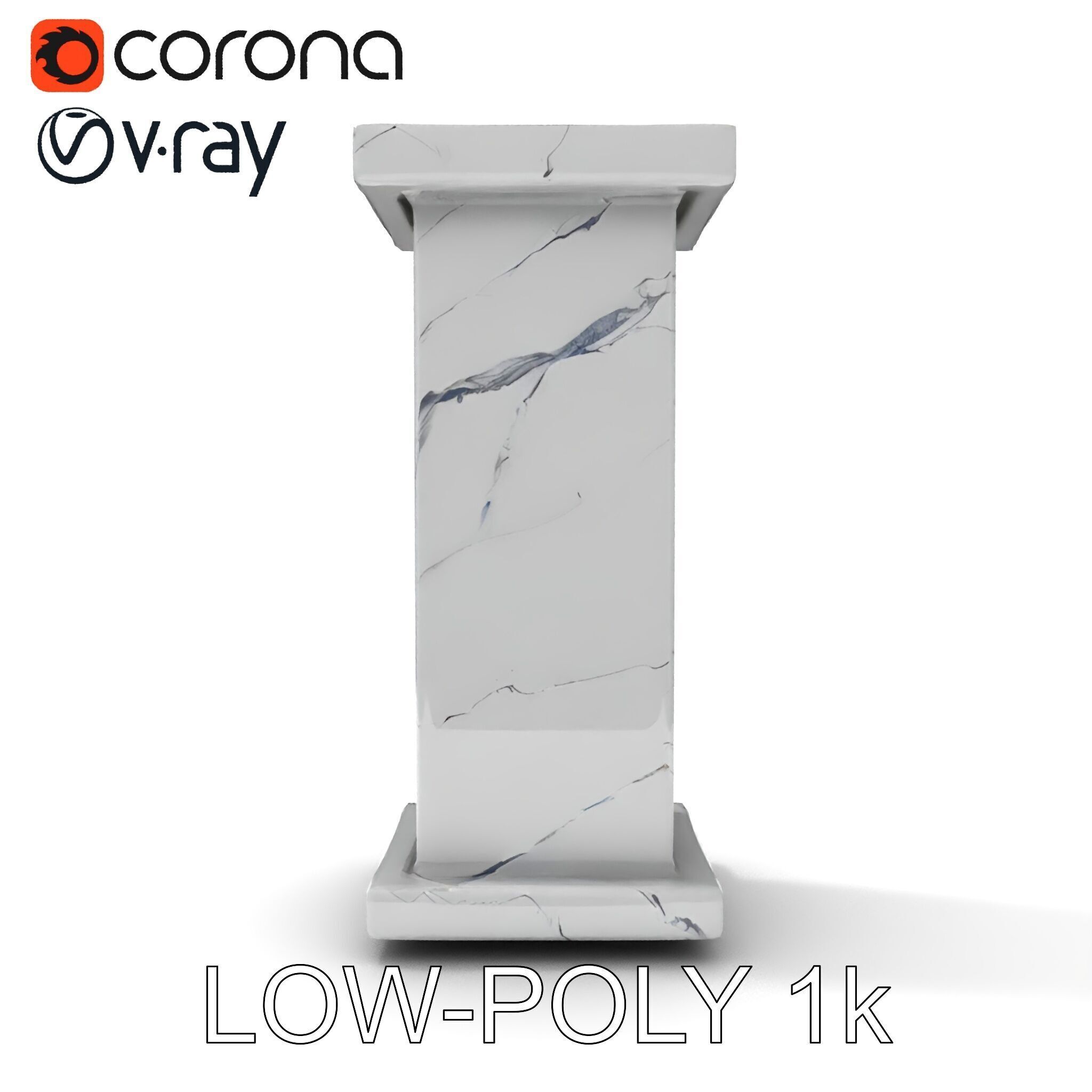 Marble Pedestal Model Pack Low-poly 3D model_31