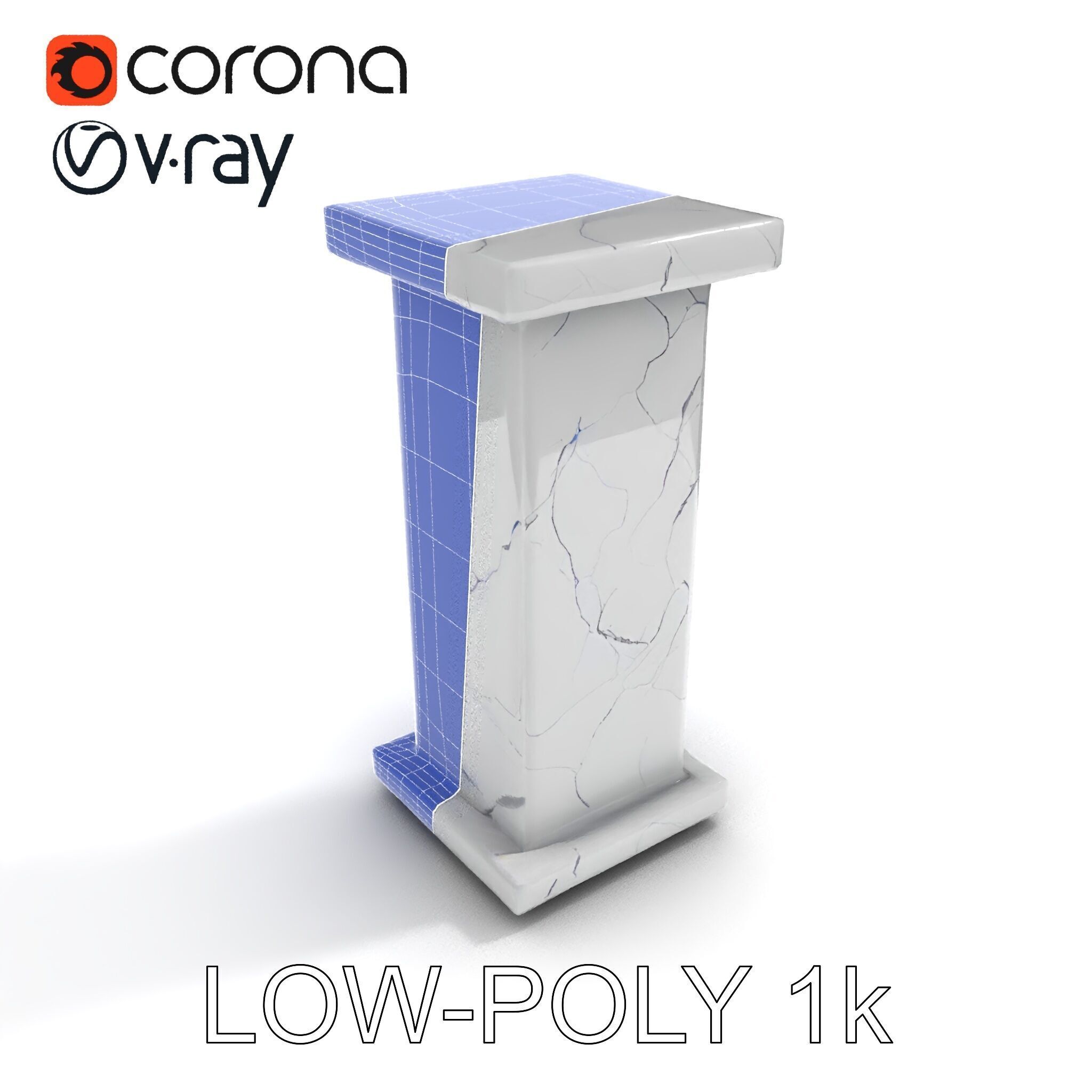 Marble Pedestal Model Pack Low-poly 3D model_18