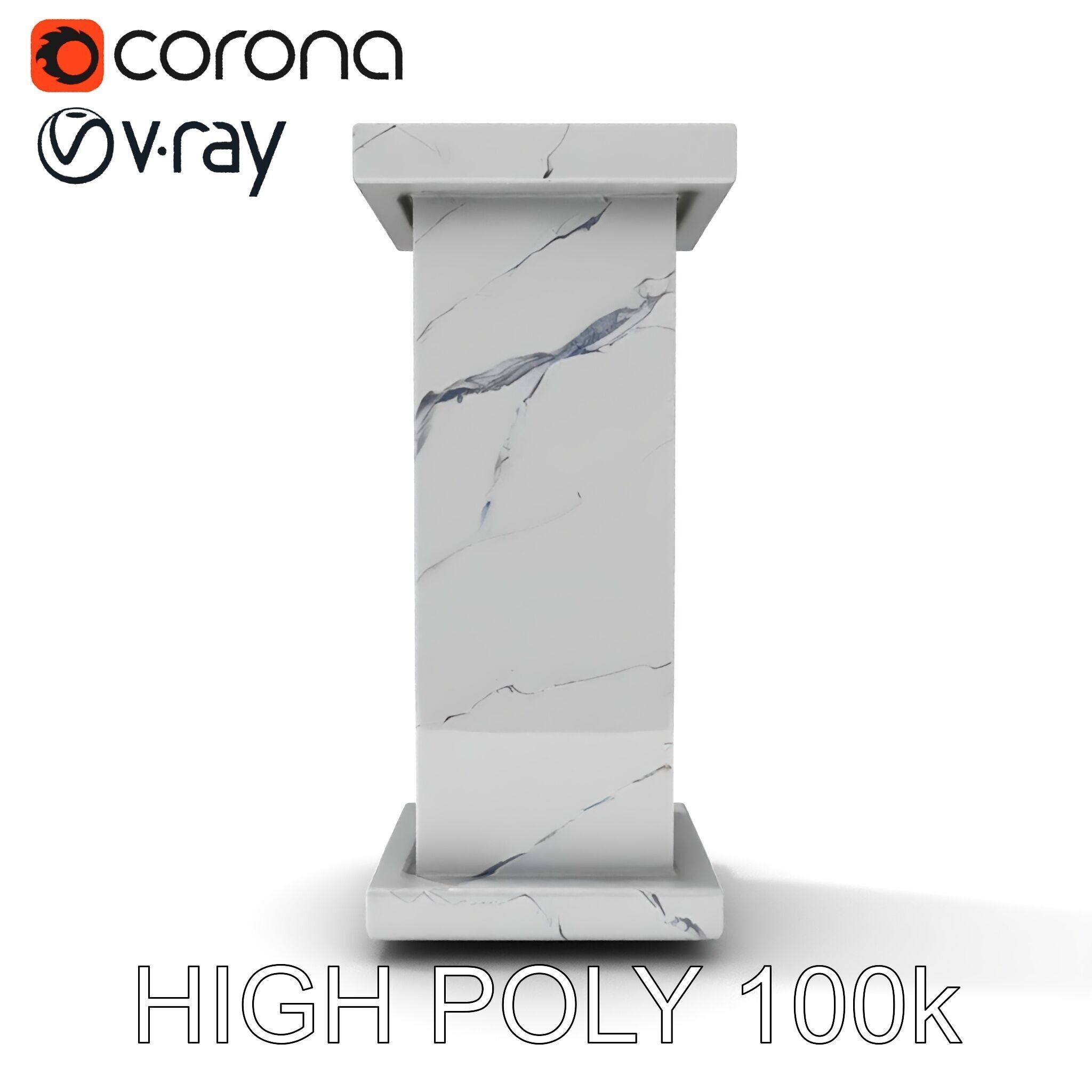 Marble Pedestal Model Pack Low-poly 3D model_19