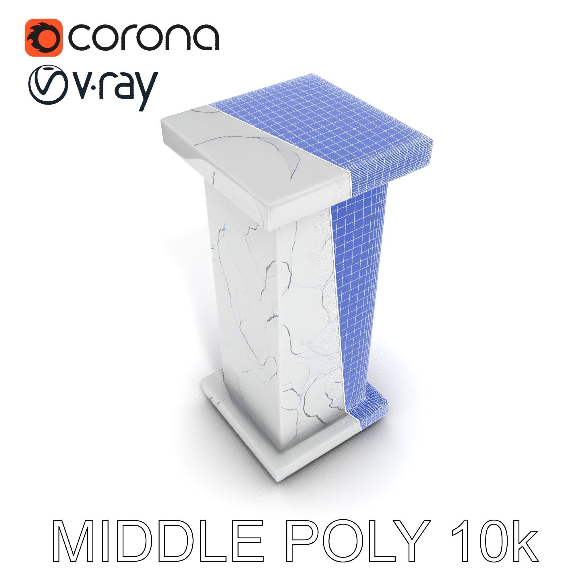 Marble Pedestal Model Pack Low-poly 3D model_6