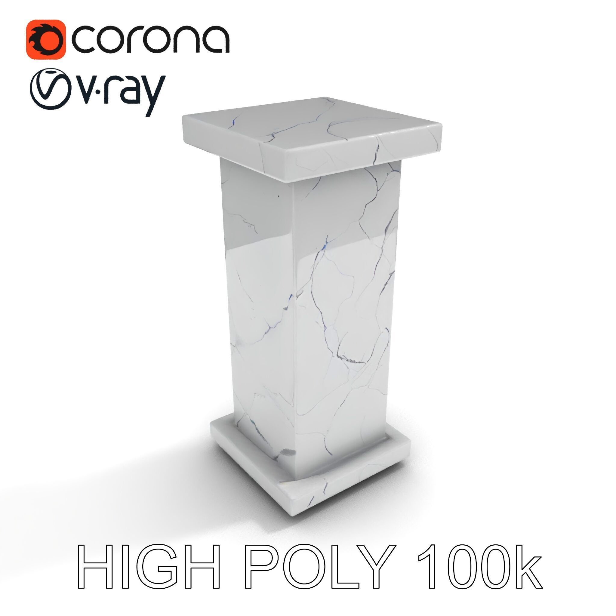 Marble Pedestal Model Pack Low-poly 3D model_8