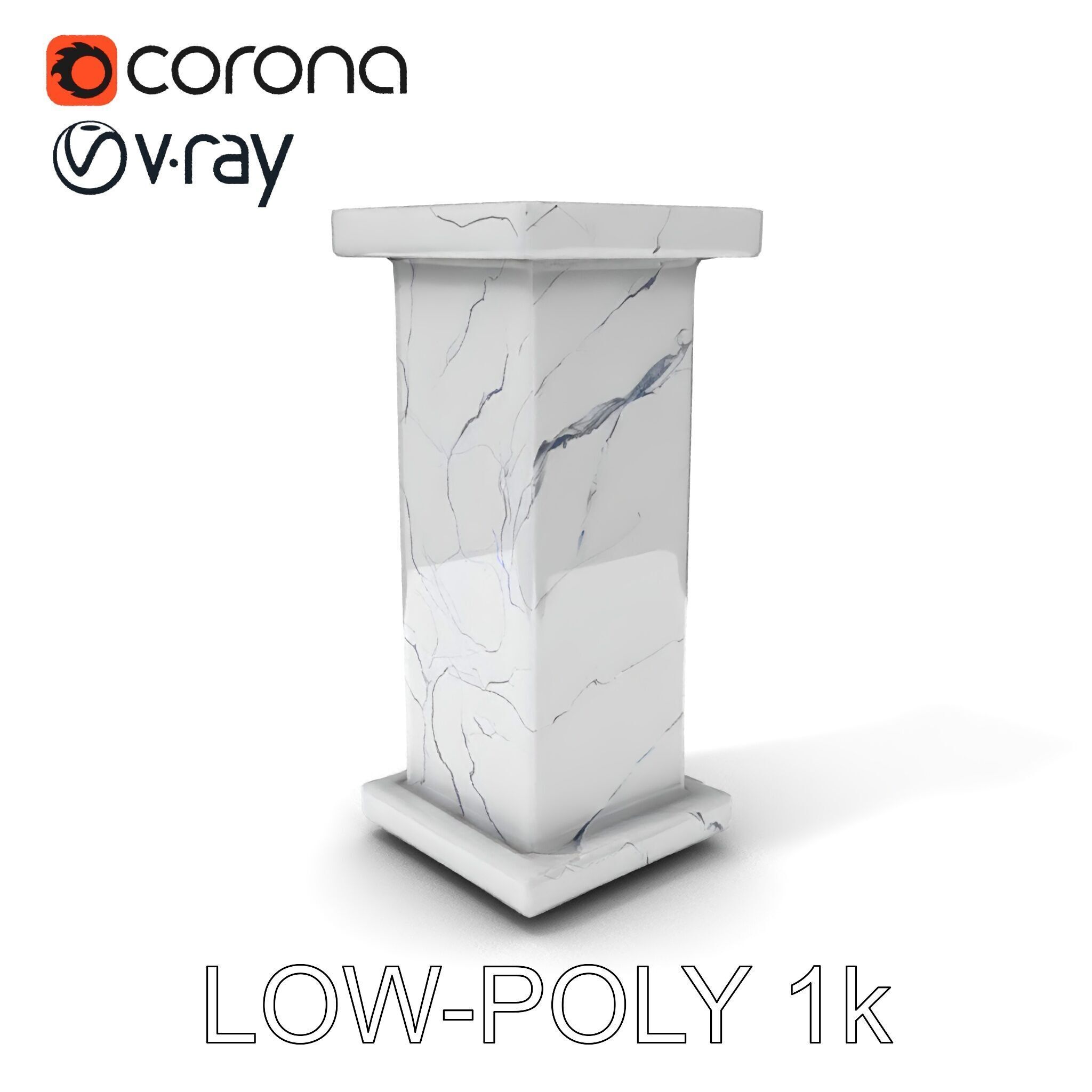Marble Pedestal Model Pack Low-poly 3D model_7