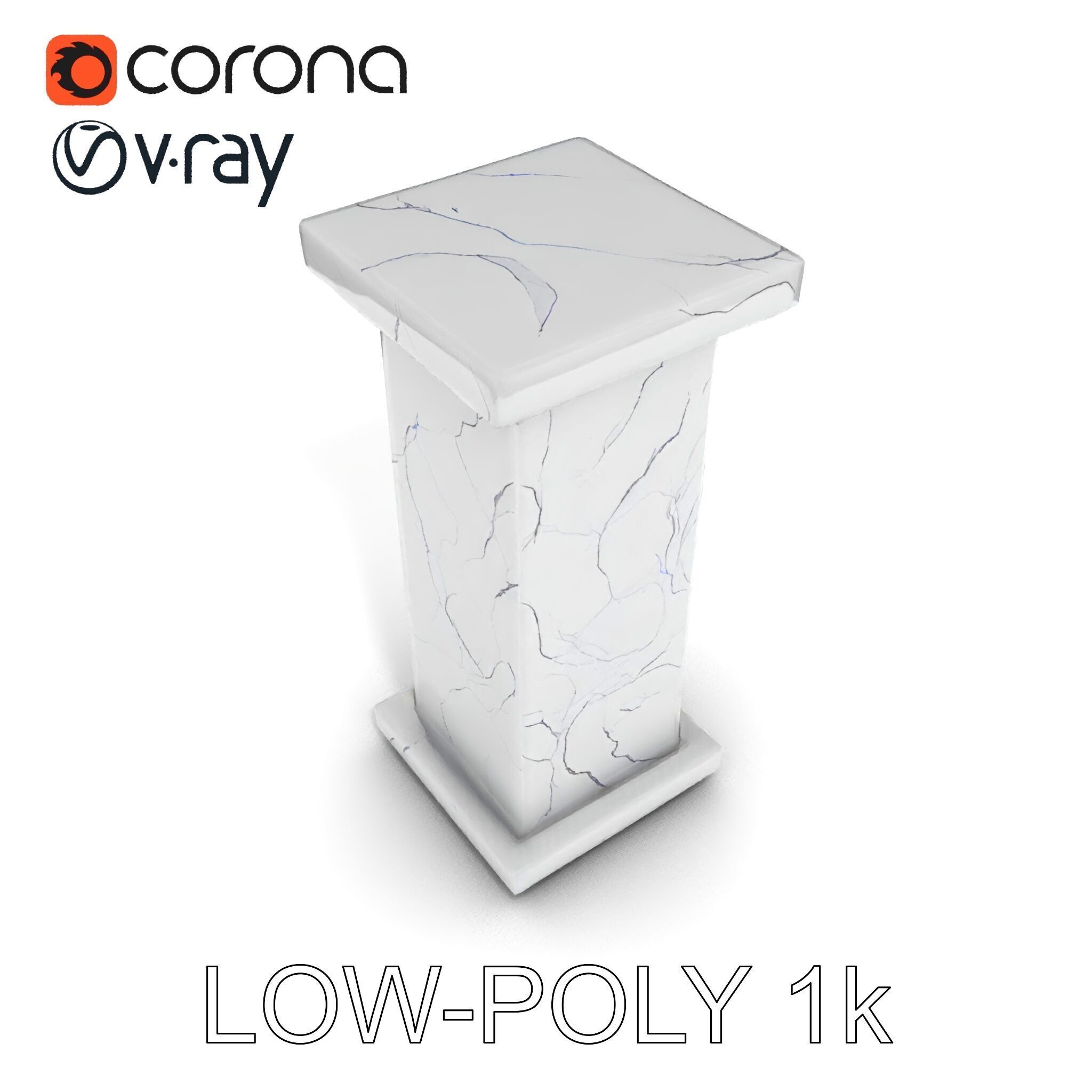 Marble Pedestal Model Pack Low-poly 3D model_21