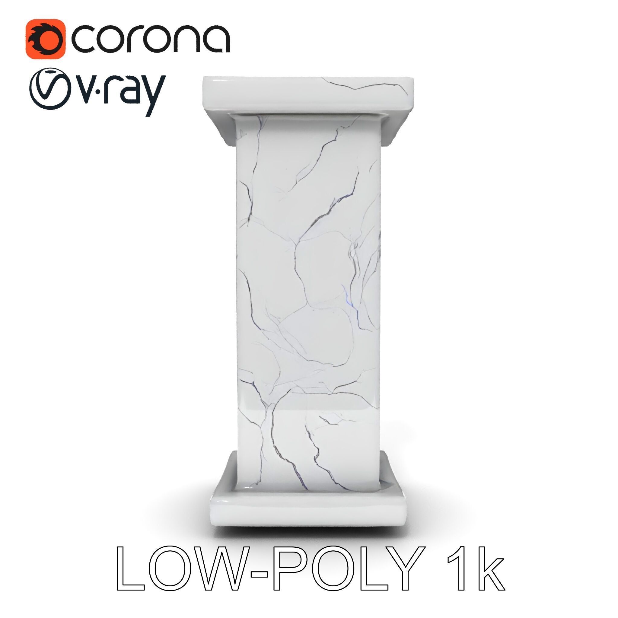 Marble Pedestal Model Pack Low-poly 3D model_10