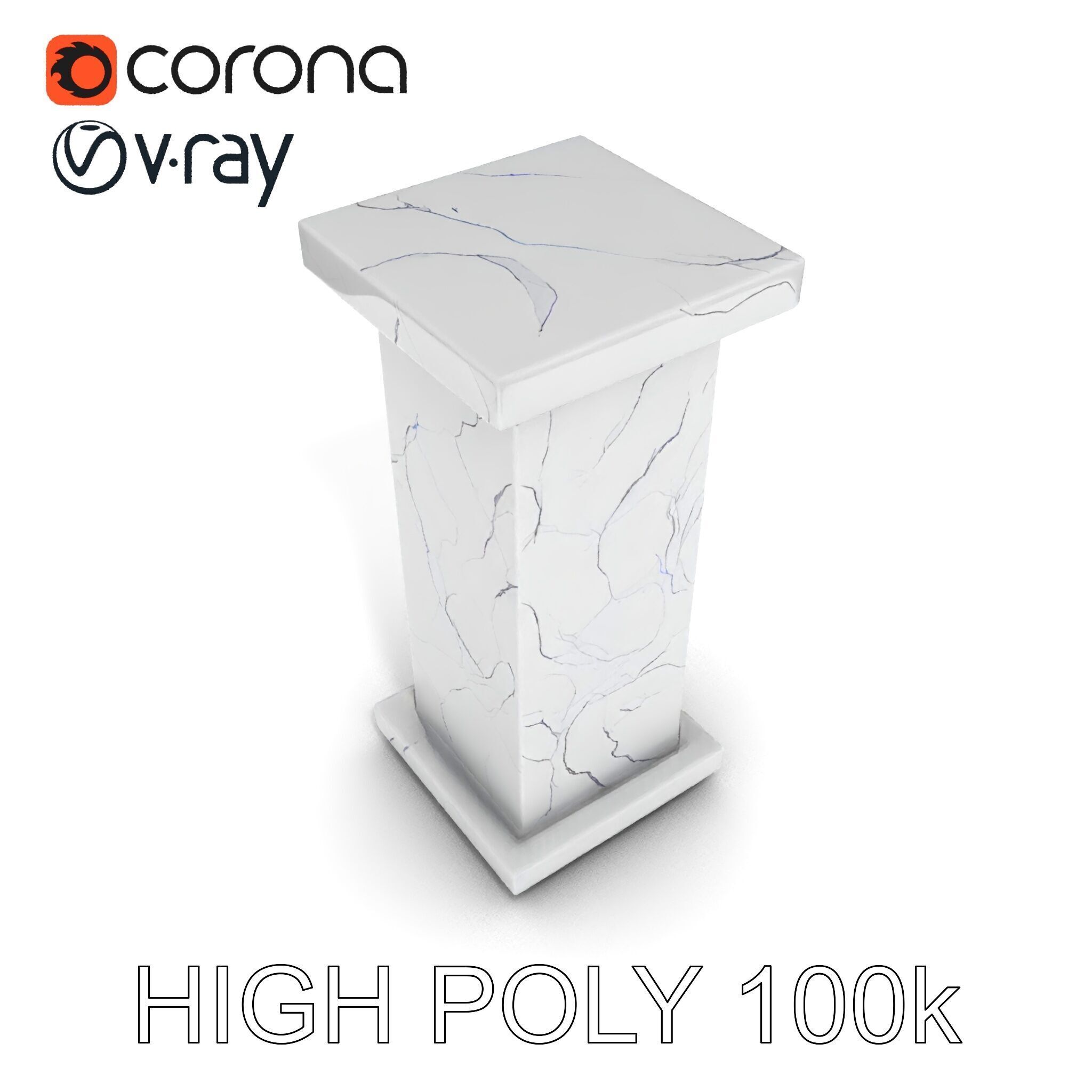 Marble Pedestal Model Pack Low-poly 3D model_13