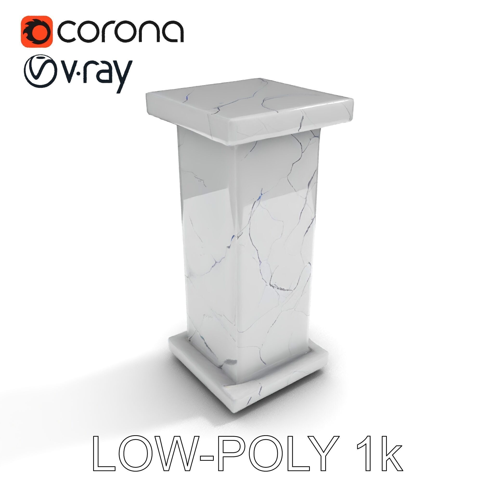 Marble Pedestal Model Pack Low-poly 3D model_33