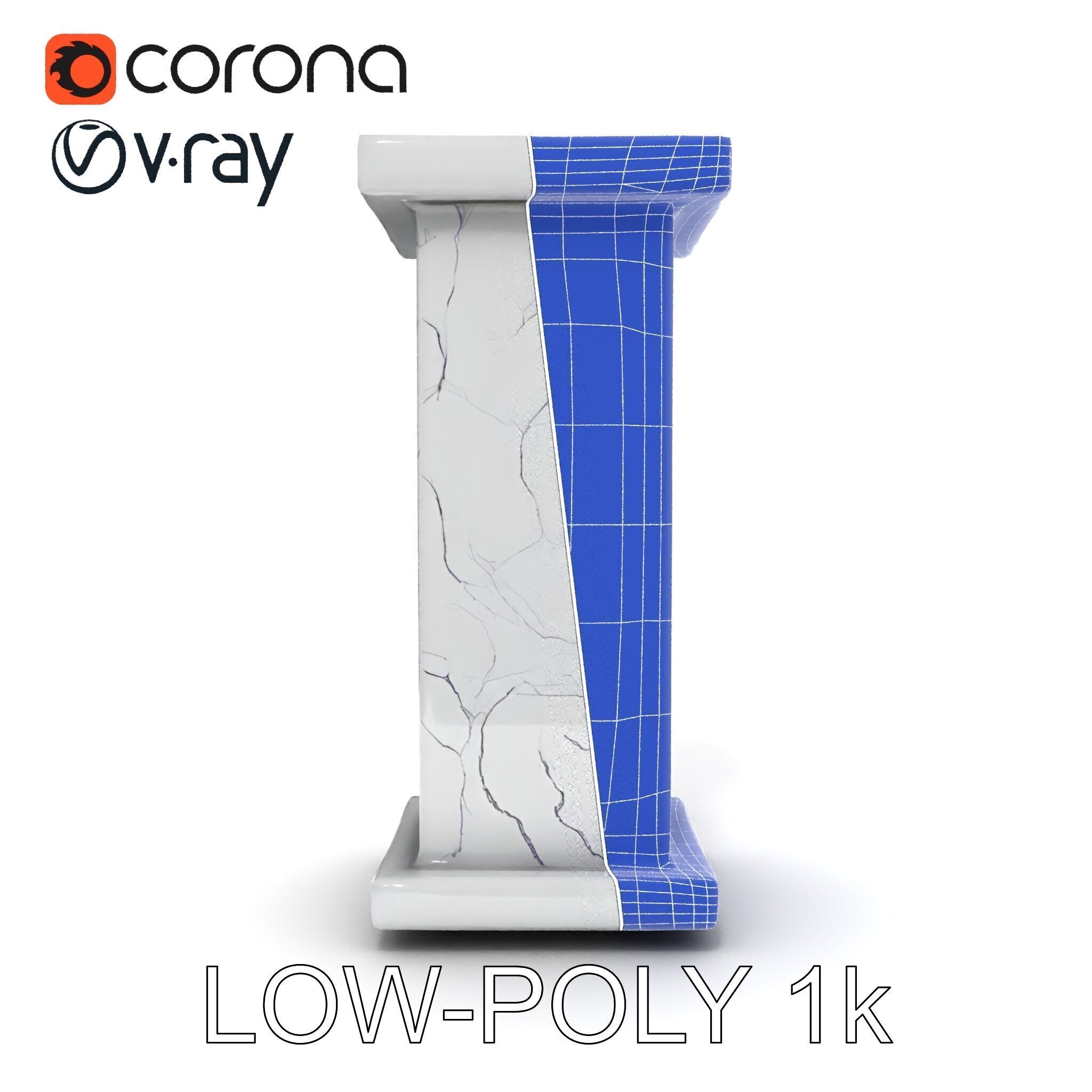 Marble Pedestal Model Pack Low-poly 3D model_28