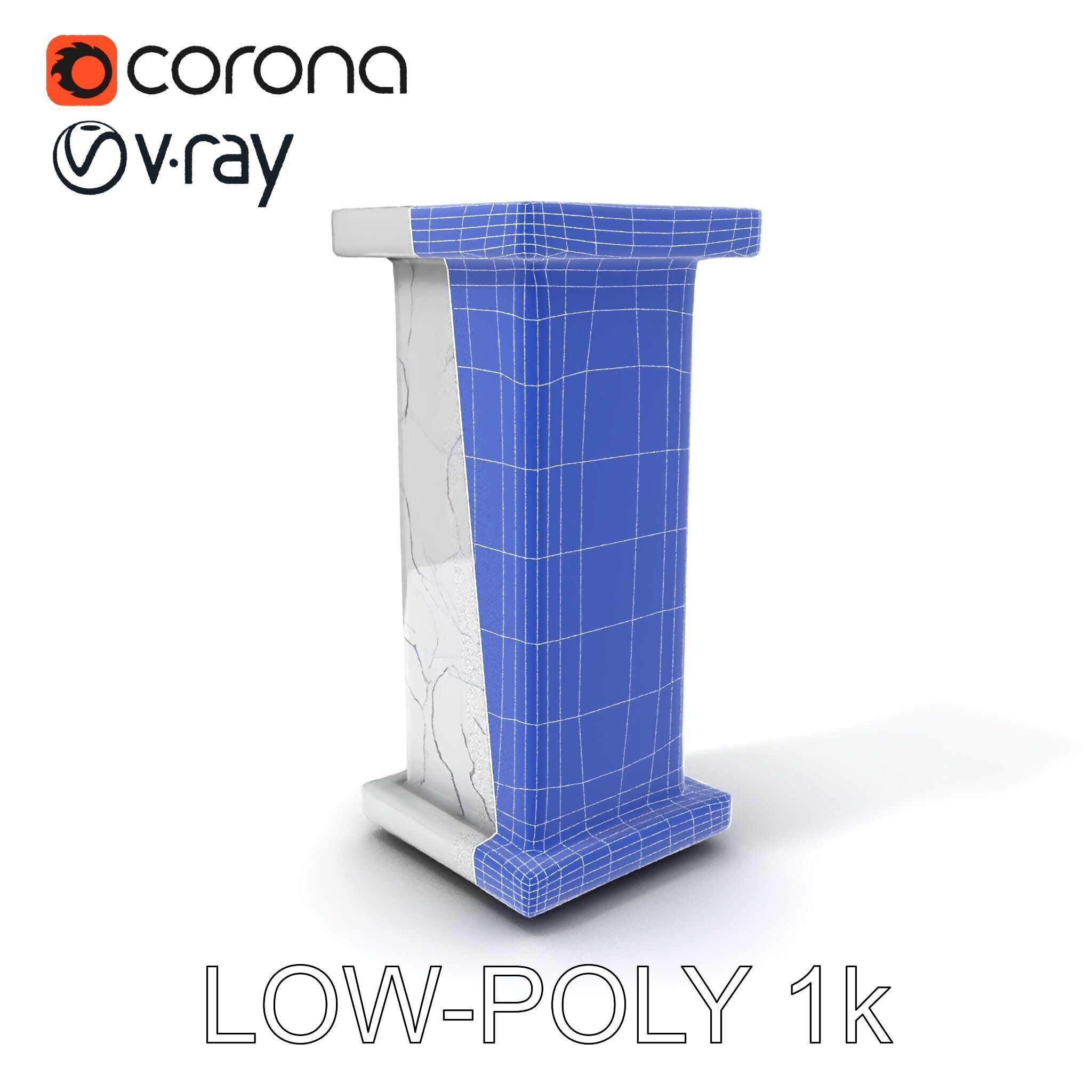 Marble Pedestal Model Pack Low-poly 3D model_26