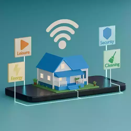 Low Poly Isometric Smart Home Illustration UI UX Design