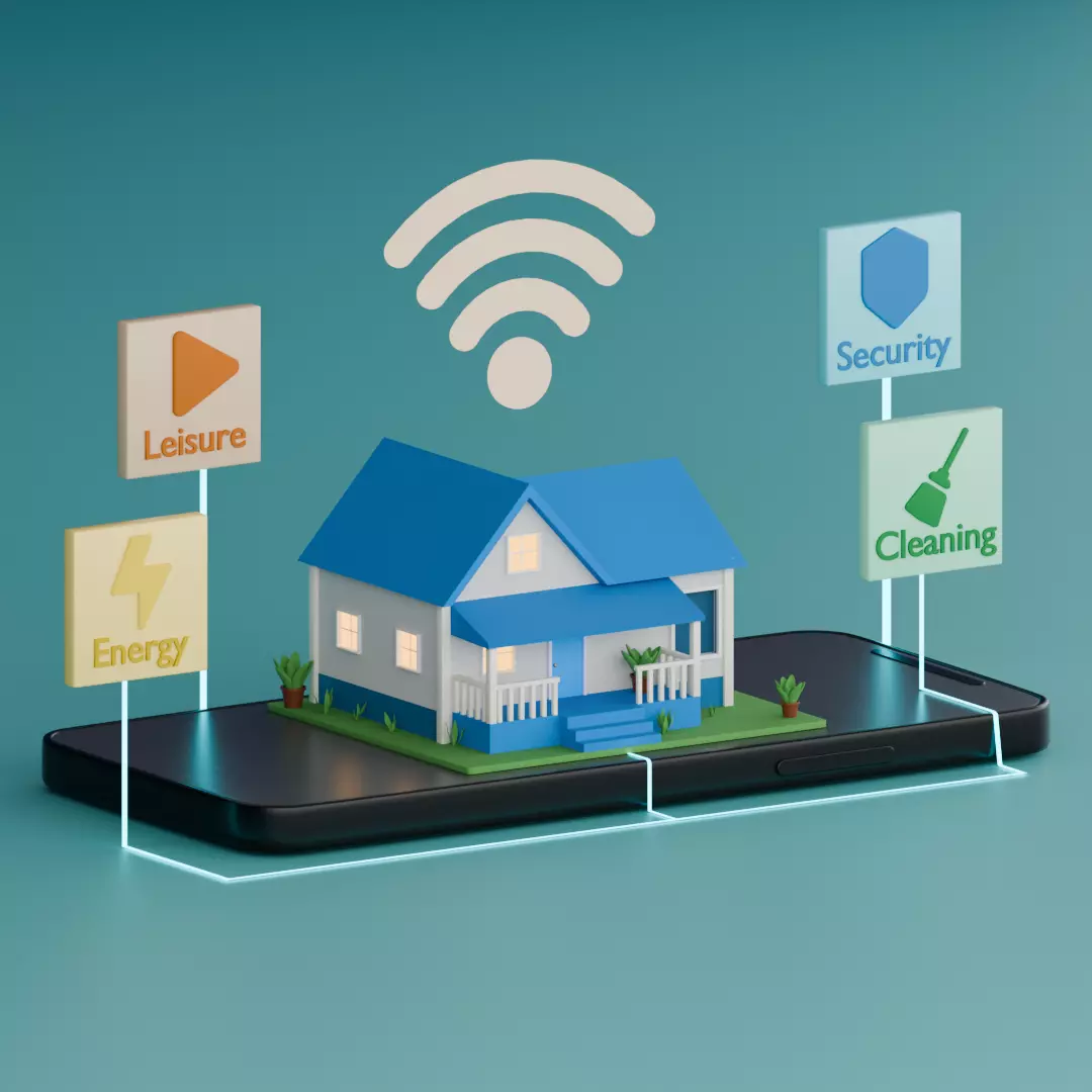 Low Poly Isometric Smart Home Illustration UI UX Design Low-poly 3D model_0