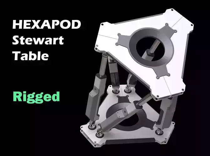 Hexapod - Stewart Table  - Mechanical Joint - Rigged 3D model