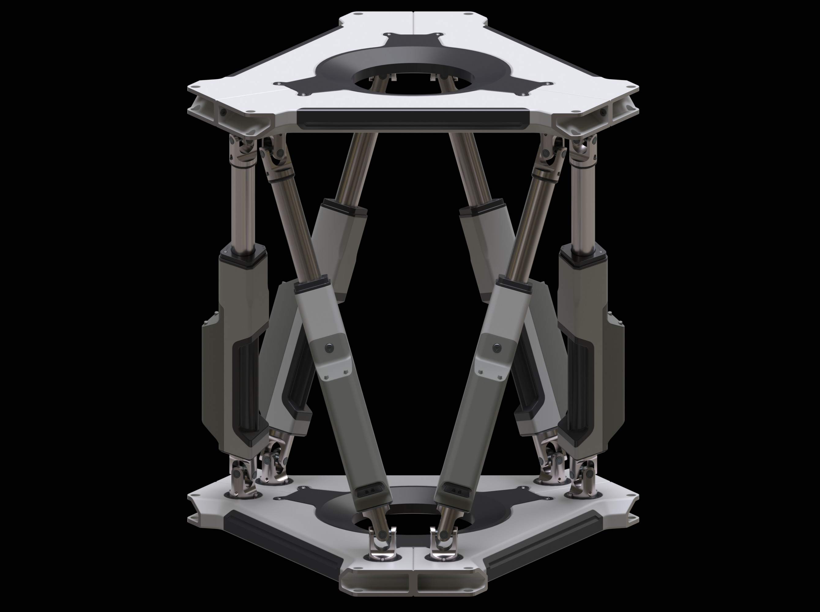 Hexapod - Stewart Table  - Mechanical Joint - Rigged 3D model_3