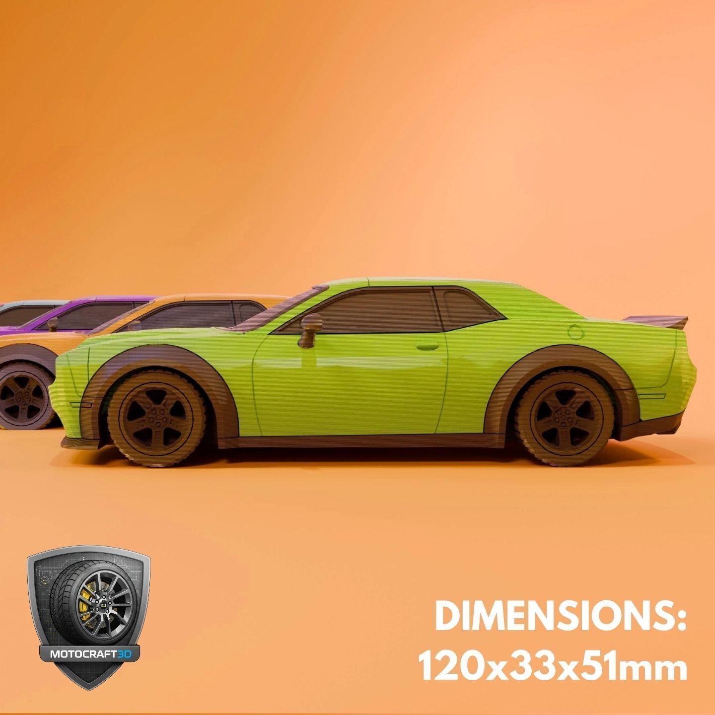 Bold Dodge Challenger - Printable STL - Personal Use 3D print model_7