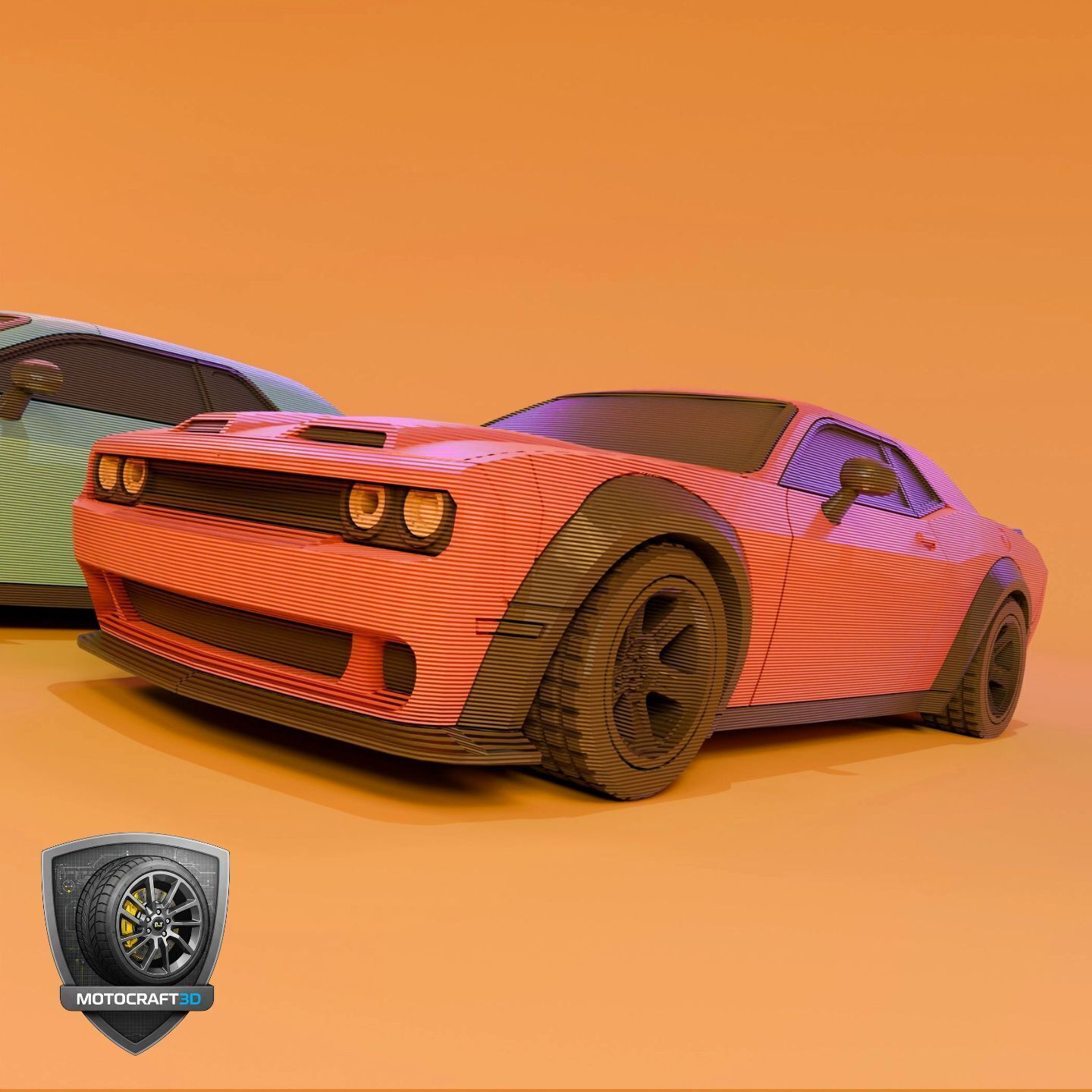 Bold Dodge Challenger - Printable STL - Personal Use 3D print model_2